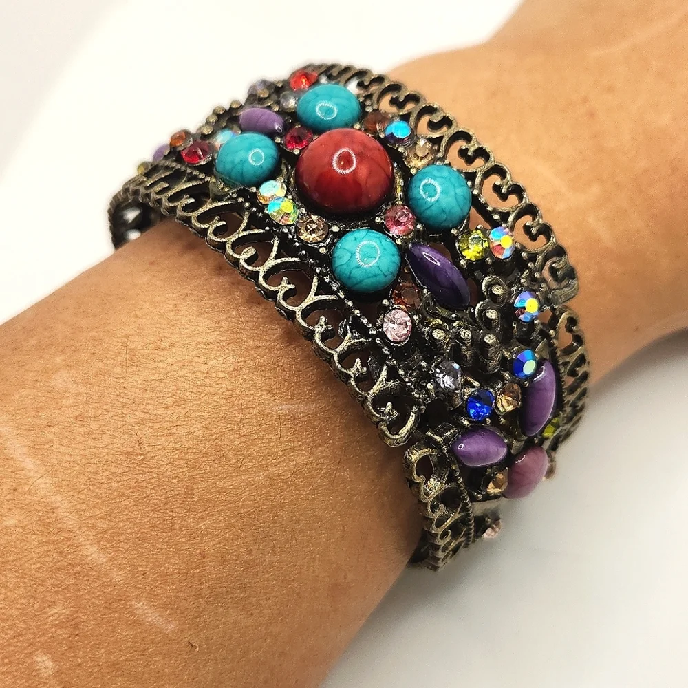 Vintage 90s Women Bohemian multi color bracelet - Picture 6 of 6